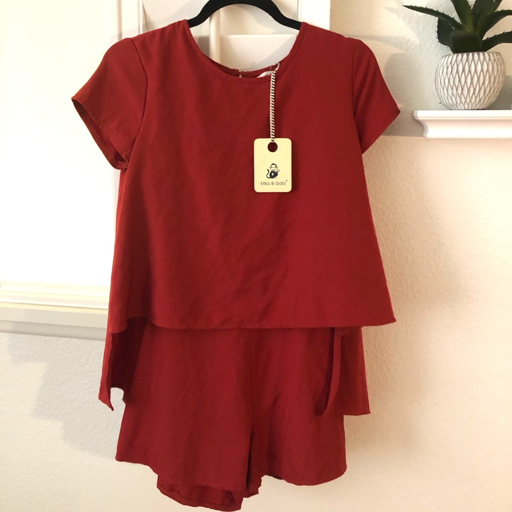 NWT Mika & Gala rust orange romper boutique brand